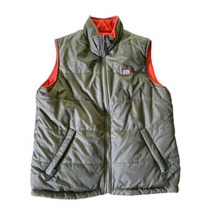 VTG Polo Jeans Ralph Lauren Puffer Vest Mens Large Green Flag Reversible Down